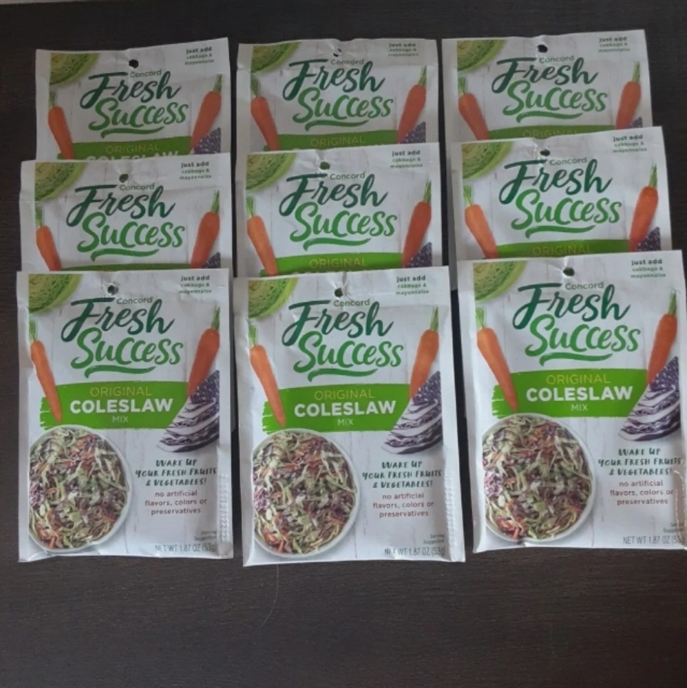 9 Concord Fresh Success Original Coleslaw Mix 1.87oz Season Packs BEST BY 12/23.